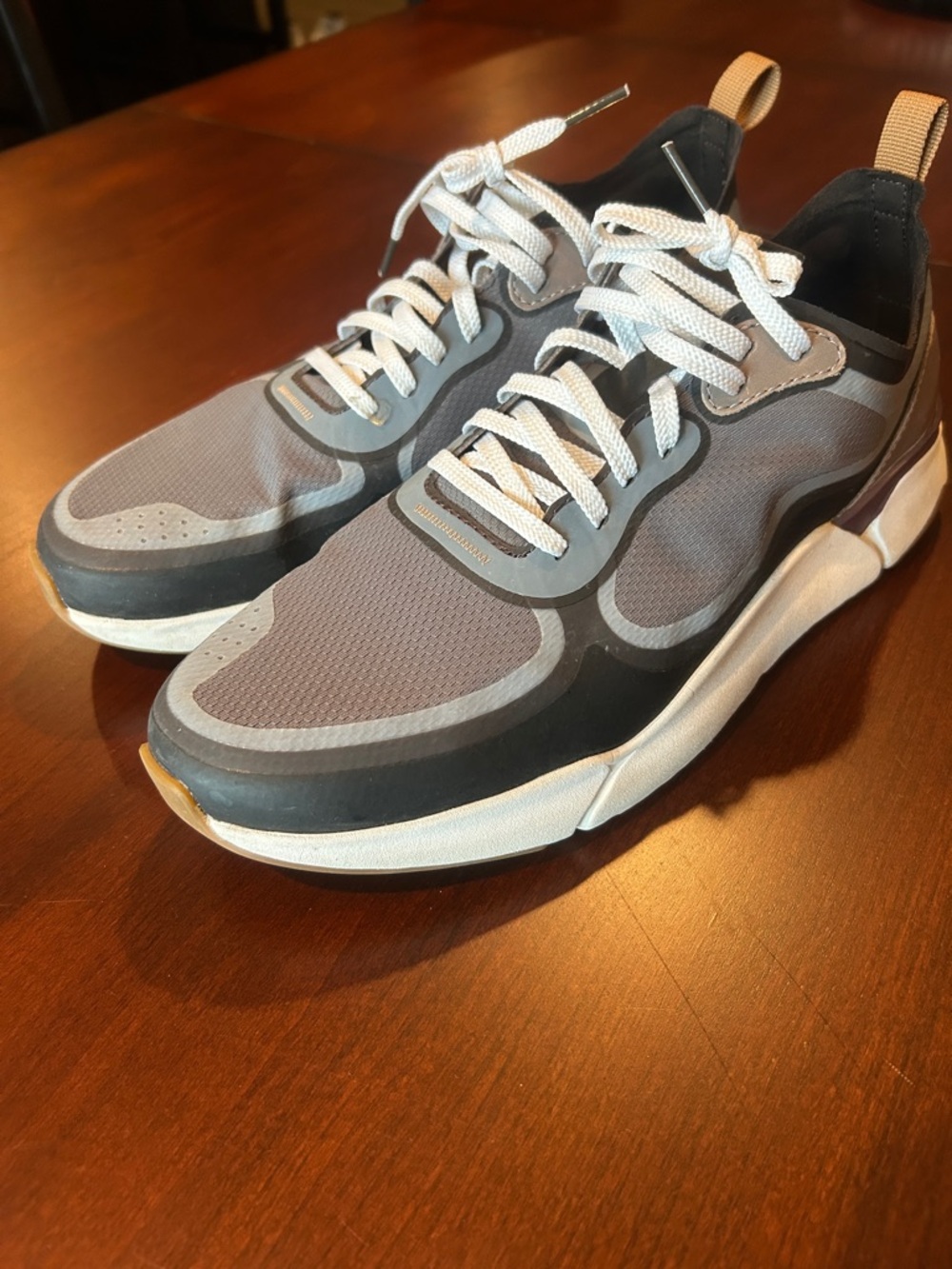 Cole Haan Men's Grey and Light Grey Mesh Leather Accent Sneakers - Size 11